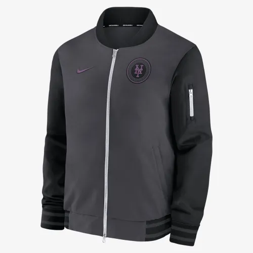 New York Mets Authentic Collection City Connect Game Time чоловічі Nike MLB Full-Zip Bomber Куртка колір сірий