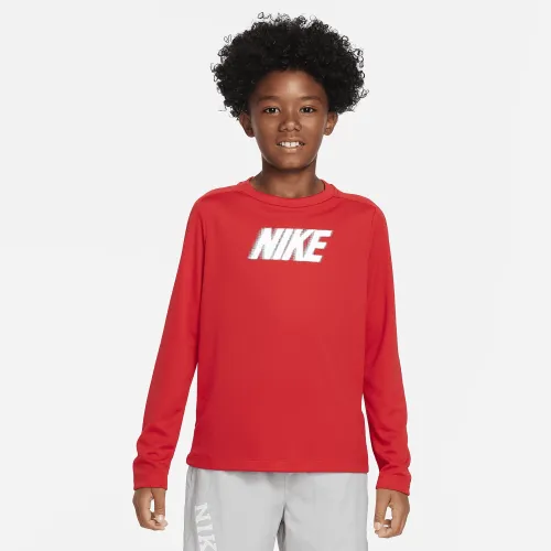 Nike Dri-FIT Multi+ Big дитячі (для хлопчиків) Long-Sleeve Top колір червоний