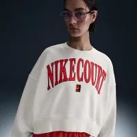 NikeCourt Phoenix Fleece жіноча Over-оверсайз Crew-Neck Tennis світшот колір коричневий