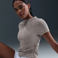 Nike Sportswear Chill Knit женская Tight Short-Sleeve Mock-Neck Top цвет коричневый