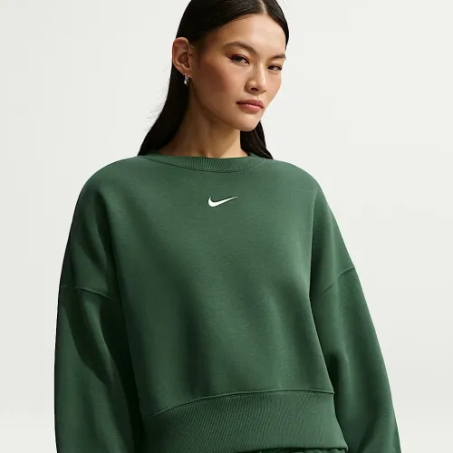 Nike Sportswear Phoenix Fleece женская Over-оверсайз Crew-Neck свитшот цвет зеленый