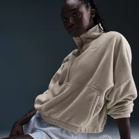 Nike One женская Therma-FIT оверсайз 1/2-Zip Fleece Top цвет коричневый