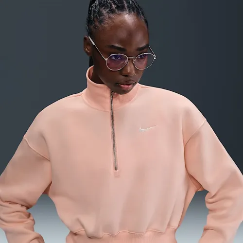 Nike Sportswear Phoenix Fleece женская 1/4-Zip Cropped свитшот Pink