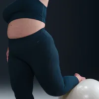 Nike Zenvy Rib жіноча Gentle-Support З високою талією 7/8 лосіни (великі розміри) блакитний
