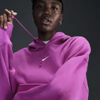 Nike Sportswear Phoenix Fleece женская Over-оверсайз Pullover Толстовка с капюшоном цвет фиолетовый