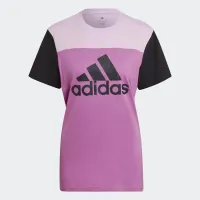 Футболка adidas Essentials Colorblock Logo HJ9470 - розово-черная