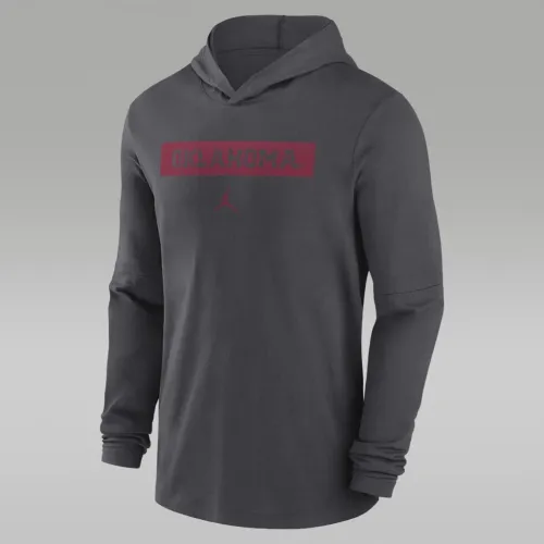Oklahoma Sooners Sideline мужские Nike Dri-FIT College Long-Sleeve Hooded Top цвет серый