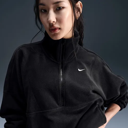 Nike One жіноча Therma-FIT оверсайз 1/2-Zip Fleece Top колір чорний