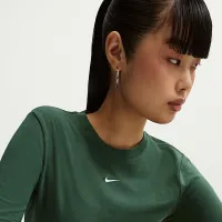 Nike Sportswear Chill Knit женская Slim Long-Sleeve Cropped Top цвет зеленый