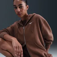 Nike Sportswear Phoenix Fleece жіноча оверсайз Full-Zip Толстовка з капюшоном колір коричневий