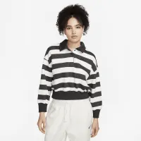 Nike Sportswear Phoenix Fleece женская оверсайз 3/4-Sleeve Striped Crop Polo цвет черный