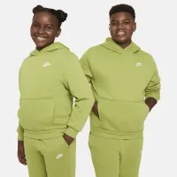 Nike Sportswear Club Fleece Big детские Pullover Толстовка с капюшоном (Extended Size) цвет зеленый