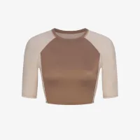NikeSKIMS Shine женская Padded 1/2-Sleeve Crop Top цвет коричневый