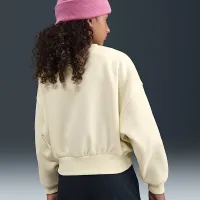 Nike Sportswear Club Fleece Girls' Boxy Crew-Neck світшот колір коричневий