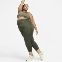 Nike Go жіноча Firm-Support З високою талією 7/8 лосіни з кишенями(великі розміри) колір зелений