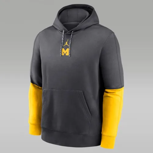 Michigan Wolverines Sideline Team Issue Club чоловічі Nike College Pullover Толстовка з капюшоном колір сірий