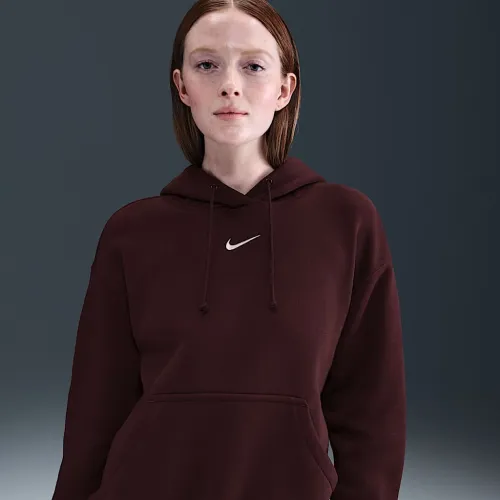 Nike Sportswear Phoenix Fleece женская оверсайз Pullover Толстовка с капюшоном цвет красный