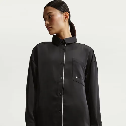 Nike Sportswear женская оверсайз Satin Long-Sleeve Top цвет черный