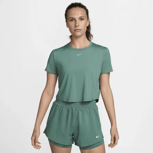 Nike One Classic жіноча Dri-FIT Short-Sleeve Cropped Top колір зелений
