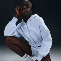 Nike Sportswear Phoenix Fleece женская Loose Cropped Full-Zip Толстовка с капюшоном синий