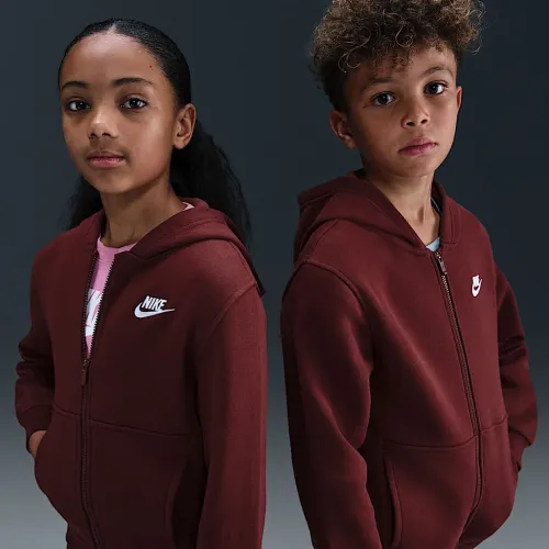 Nike Sportswear Club Fleece Big детские Full-Zip Толстовка с капюшоном цвет красный