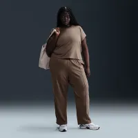 Nike Sportswear Chill Terry женская Mid-Rise French Terry Open-Hem Sweatpants (большие размеры) цвет коричневый