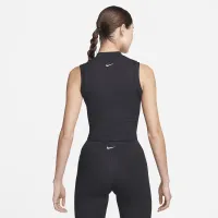 Nike One Fitted жіноча Dri-FIT Mock-Neck Cropped Tank Top колір чорний