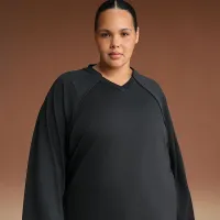 NikeSKIMS Airy жіноча оверсайз V-Neck Long-Sleeve Top колір чорний