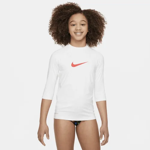 Nike Swim Big дитячі (Girls') Short-Sleeve Hydroguard колір білий