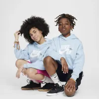 Nike SB Icon Fleece EasyOn Big дитячі оверсайз Pullover Толстовка з капюшоном блакитний