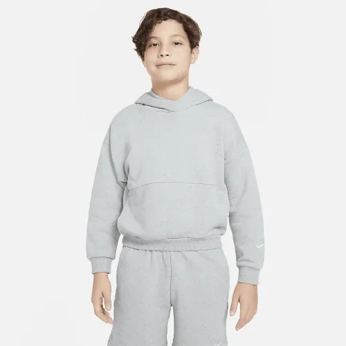 Nike Icon Fleece Big детские оверсайз Pullover Толстовка с капюшоном цвет серый