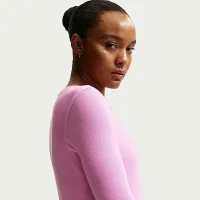 Nike Sportswear женская Tight Long-Sleeve Ribbed футболка цвет фиолетовый