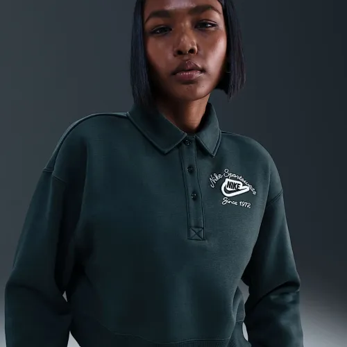 Nike Sportswear Phoenix Fleece женская Loose Collaцвет красный Pull-Over Top цвет зеленый