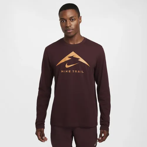 Nike Dri-FIT мужские Long-Sleeve Trail Running футболка цвет красный