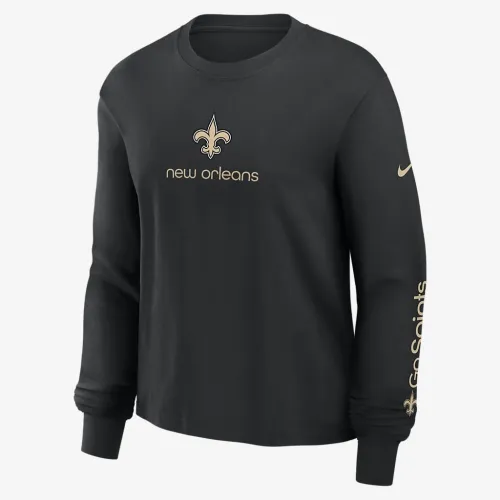 New Orleans Saints Boxy женская Nike NFL Long-Sleeve футболка цвет черный