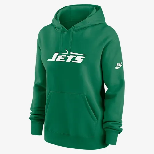 New York Jets Club женская Nike NFL Pullover Толстовка с капюшоном цвет зеленый