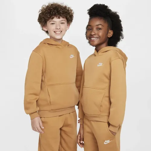 Nike Sportswear Club Fleece Big детские Pullover Толстовка с капюшоном цвет коричневый