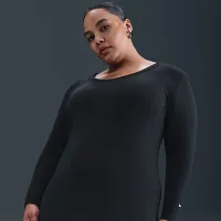 Nike Sportswear Chill Knit жіноча Tight Long-Sleeve Midi Mini-Rib Костюм (великі розміри) колір чорний