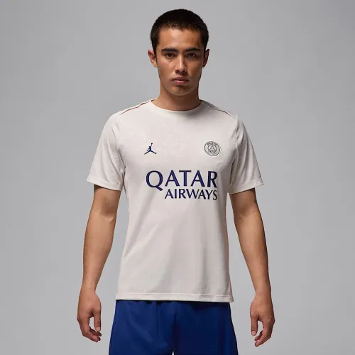 Nike Paris Saint-Germain Academy Pro Fourth мужские Jordan Dri-FIT Soccer Short-Sleeve Pre-Match Top цвет серый