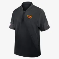 Washington Commanders Sideline Coach мужские Nike NFL 1/2-Zip Short-Sleeve Hooded Куртка цвет черный