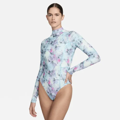 Nike Swim Hydralock Fusion жіноча Long-Sleeve One-Piece Swimsuit блакитний