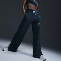 Nike Sportswear Phoenix Fleece женская С высокой Талией Wide-Leg Logo Pants синий