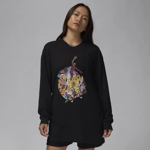 Nike Jordan жіноча оверсайз Long-Sleeve футболка колір чорний