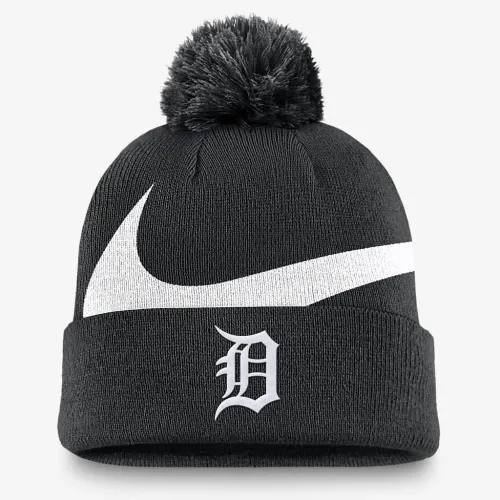 Detroit Tigers Peak мужские Nike MLB Cuffed Pom Beanie цвет черный