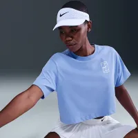 Nike Slam женская Dri-FIT Short-Sleeve Cropped Tennis футболка синий