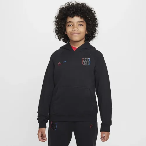 FC Barcelona Away Big детские Nike Soccer Graphic Pullover Толстовка с капюшоном цвет черный