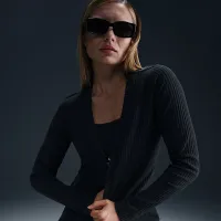 Nike Sportswear Chill Knit жіноча Slim Ribbed Cardigan колір чорний