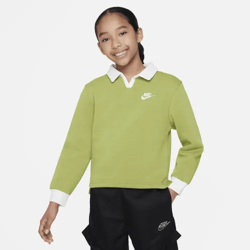 Nike Sportswear Club Fleece Big детские (Girls') Polo Top цвет зеленый
