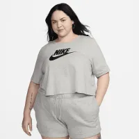 Nike Sportswear Essential женская Cropped Logo футболка (большие размеры) цвет серый
