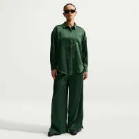 Nike Sportswear женская оверсайз Satin Long-Sleeve Top цвет зеленый